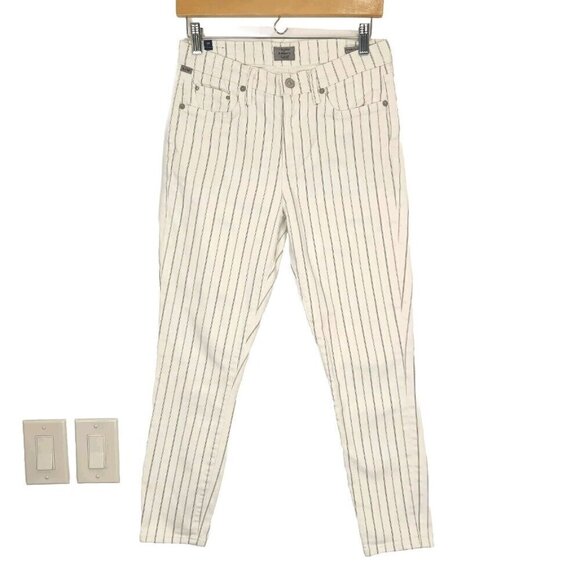 Citizens‎ of Humanity Rocket Crop High Rise Skinny Jean Womens 28 White Striped - Picture 1 of 12